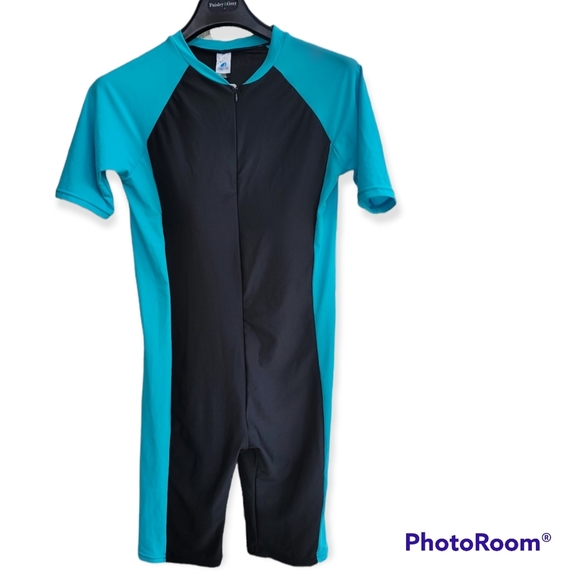 BELLOO Swimsuit  Wetsuit Surfer Women's One Piece Body Suit Aqua & Blk XXL - Picture 2 of 6